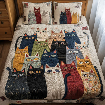 Curious Whiskers 3-Piece Quilted Bedding Set SN0PT204