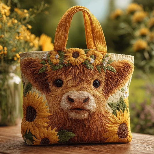 Cute Highland Cow Quilted Tote Bag NCU0TH2756