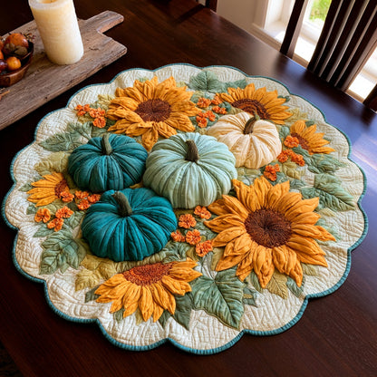 Cyan Pumpkins Custom Shape Quilted Table Topper NCU0LV199
