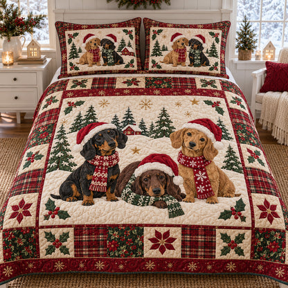 Dachshund Celebration 3-Piece Quilted Bedding Set SN0TV868