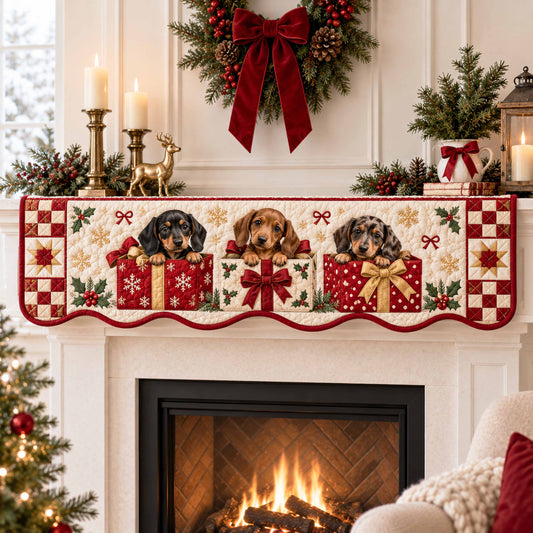 Dachshund Christmas Bliss Quilted Mantel Scarf SN0TD789
