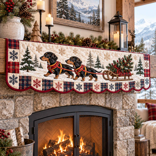 Dachshund Christmas Charm Quilted Mantel Scarf SN0TD785