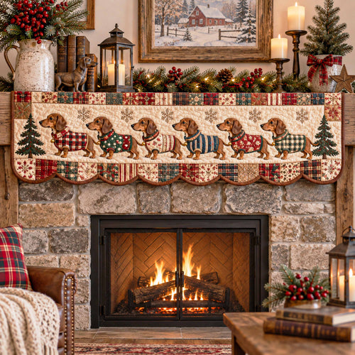 Dachshund Christmas Joy Quilted Mantel Scarf SN0TD776