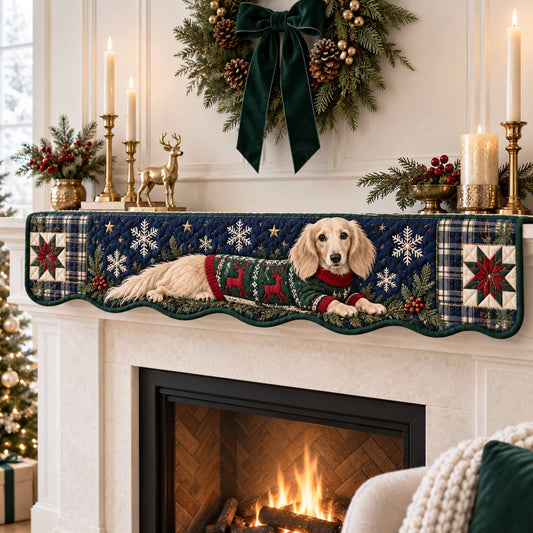 Dachshund Christmas Magic Quilted Mantel Scarf SN0TD779