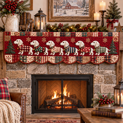 Dachshund Festive Quilted Mantel Scarf SN0TD1235