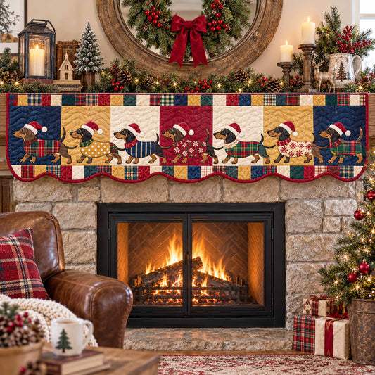 Dachshund Christmas Quilted Mantel Scarf SN0TD774