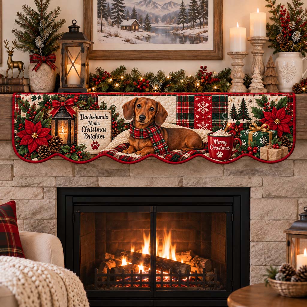 Dachshund Cocoa Quilted Mantel Scarf SN0HH0512
