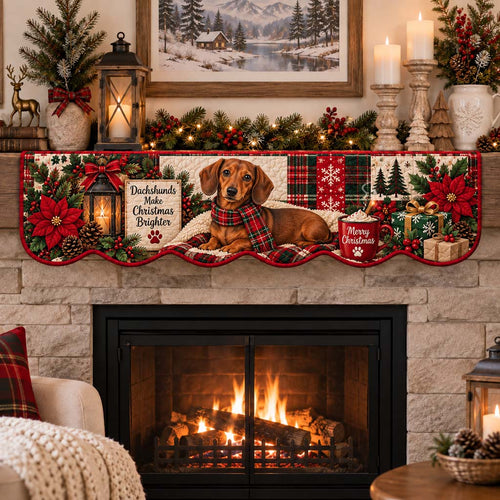 Dachshund Cocoa Quilted Mantel Scarf SN0HH0512