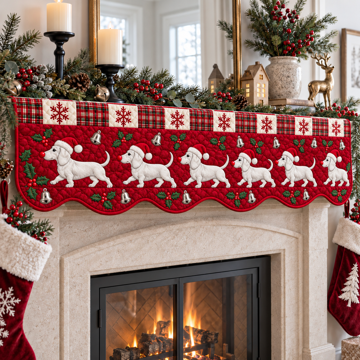 Dachshund Christmas Quilted Mantel Scarf SN0TD1234