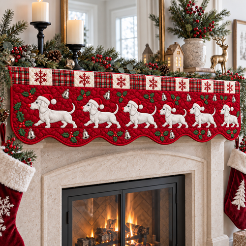 Dachshund Christmas Quilted Mantel Scarf SN0TD1234