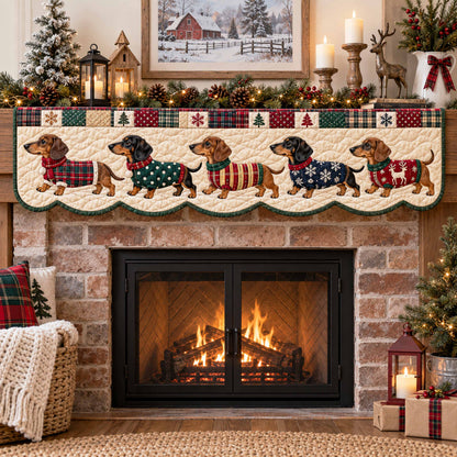 Dachshund Holiday Joy Quilted Mantel Scarf SN0TD788