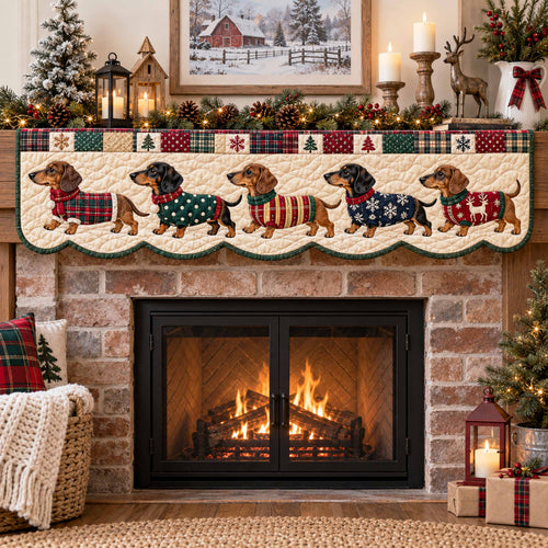 Dachshund Holiday Joy Quilted Mantel Scarf SN0TD788