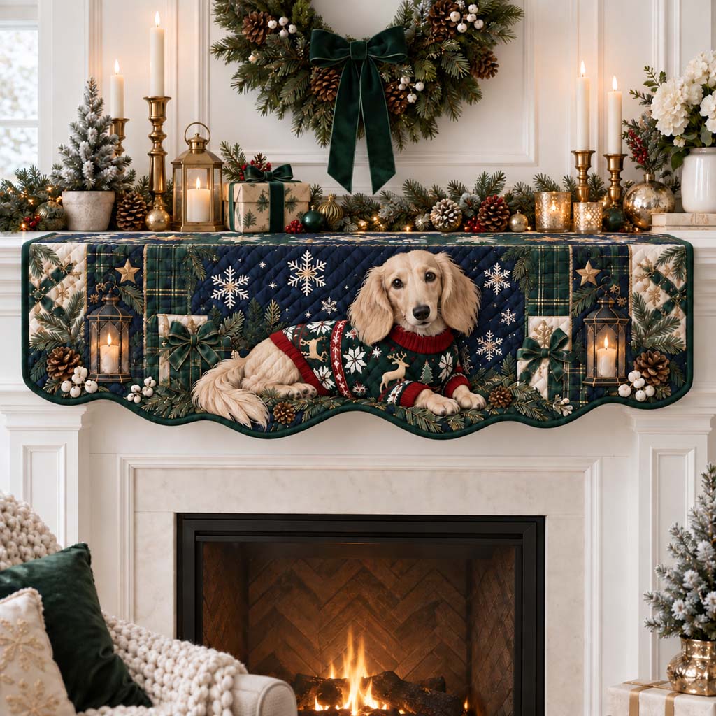 Dachshund Lantern Quilted Mantel Scarf SN0HH0514