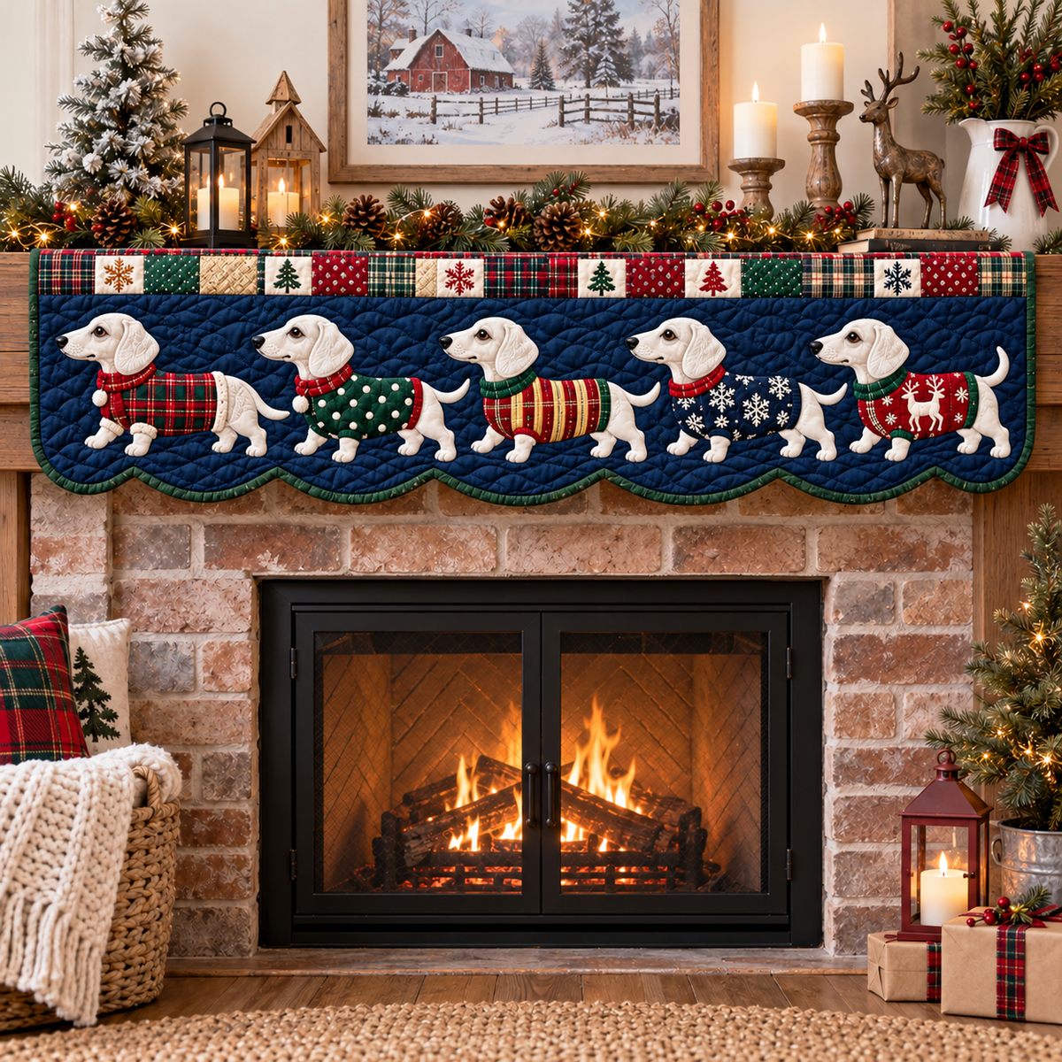 Dachshund Noel Quilted Mantel Scarf SN0TD1232