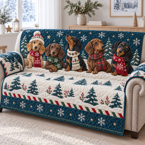 Dachshund Noel Quilted Sofa Cover SN0TV873