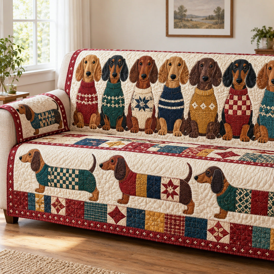 Dachshund Patchwork Quilted Sofa Cover SN0TV880