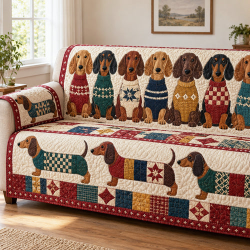 Dachshund Patchwork Quilted Sofa Cover SN0TV880