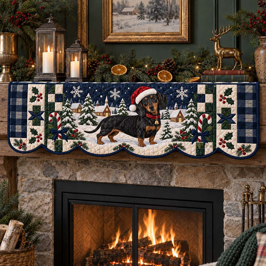 Dachshund Snowfall Quilted Mantel Scarf SN0HH0518