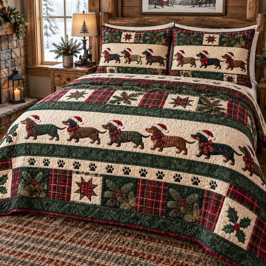 Dachshund Wonderland 3-Piece Quilted Bedding Set SN0TV860