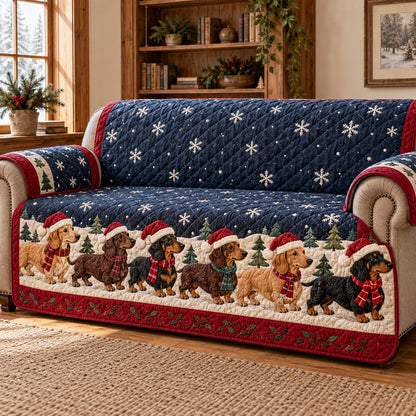 Dachshund Yuletide Quilted Sofa Cover SN0TV869