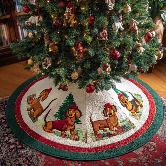 Dachshunds Charm Christmas Quilted Tree Skirt NCU0DDK1463