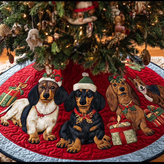 Dachshunds Delight Christmas Quilted Tree Skirt NCU0DDK1465