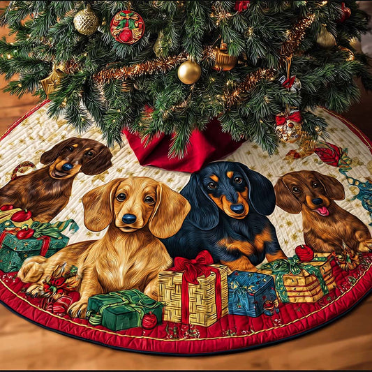 Dachshunds Gathering Christmas Quilted Tree Skirt NCU0DDK1460