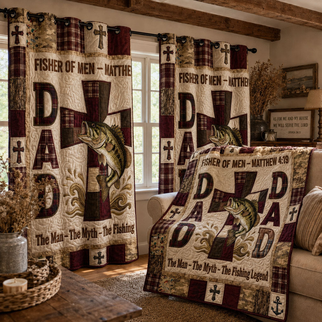Dad’s Fishing Legend Cross Quilted Curtains SN0PT114