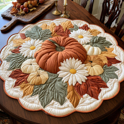 Daisy Gourd Custom Shape Quilted Table Topper NCU0LV171