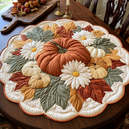 Daisy Gourd Custom Shape Quilted Table Topper NCU0LV171