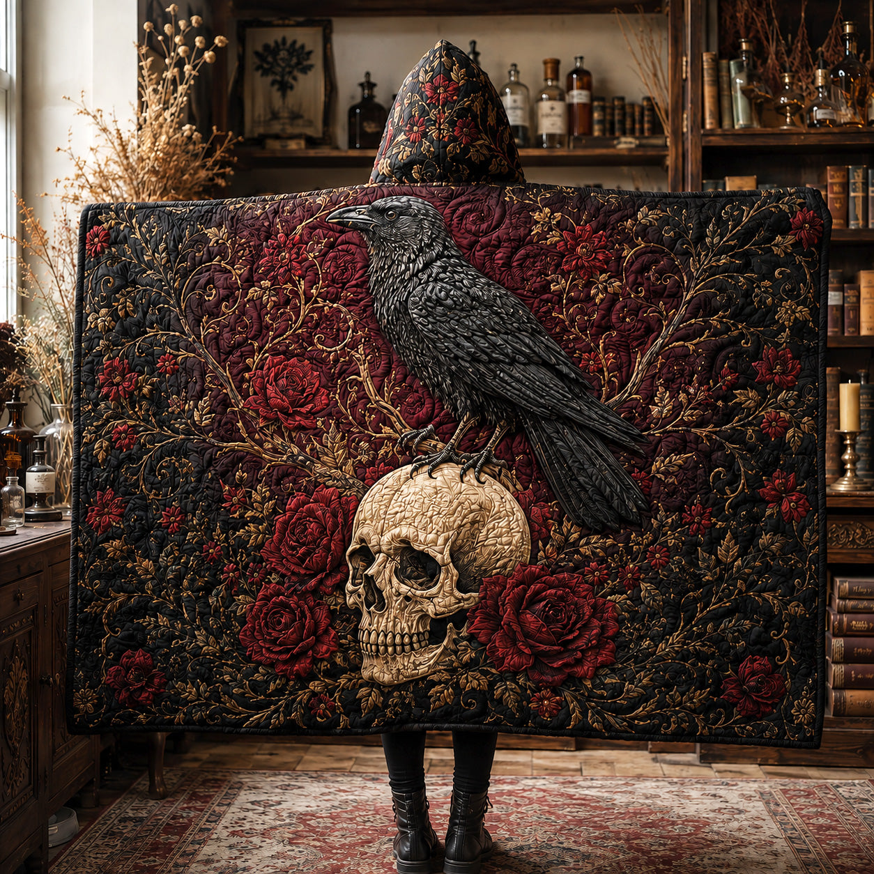Dark Raven Quilted Hooded Blanket SN0TV157