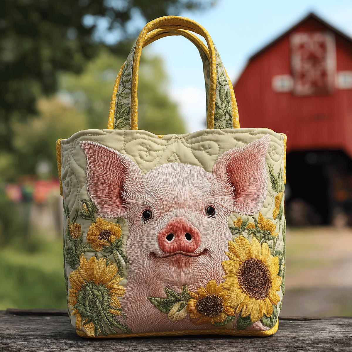 Darling Pig Quilted Tote Bag NCU0TH2766
