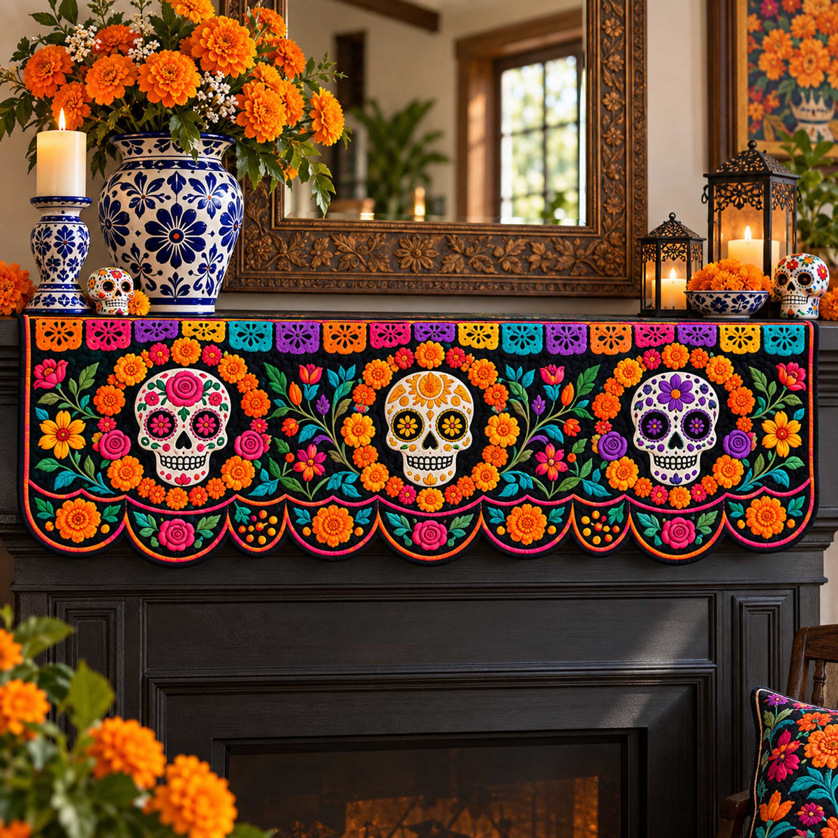 Dead Celebration Quilted Mantel Scarf SN0TD678