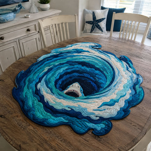 Deep Blue Drift Custom Shape Quilted Table Topper SN0PT890