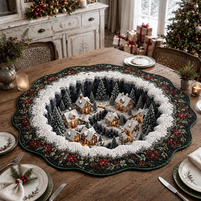 Deep Ravine Village Custom Shape Quilted Table Topper SN0HH0109