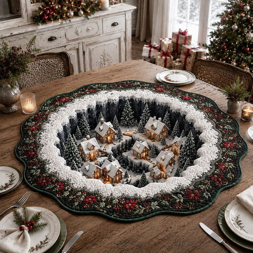 Deep Ravine Village Custom Shape Quilted Table Topper SN0HH0109