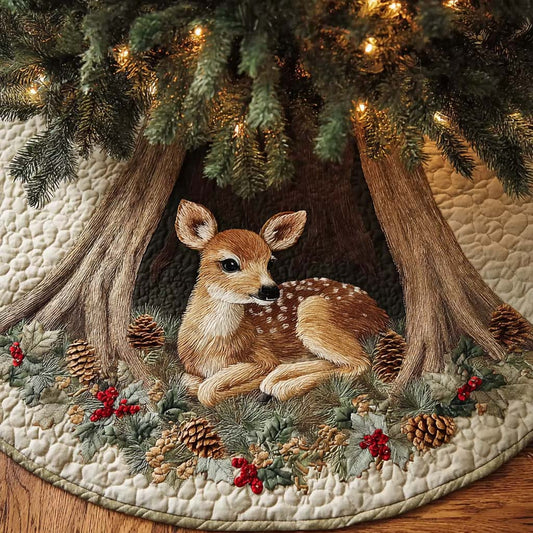 Deer Haven Christmas Quilted Tree Skirt NCU0DDK1678