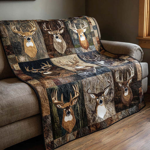Deer Heads Quilted Blanket NCU0NNT2152