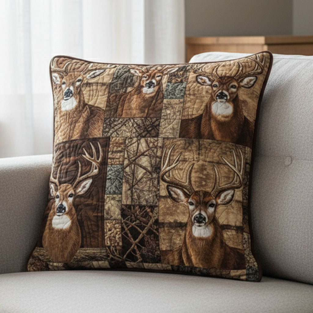 Deer Heads Quilted Pillow Case NCU0NNT2152