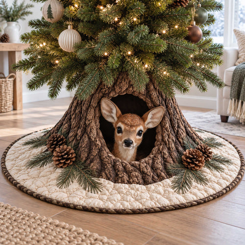 Deer Retreat Christmas Quilted Tree Skirt SN0TD632