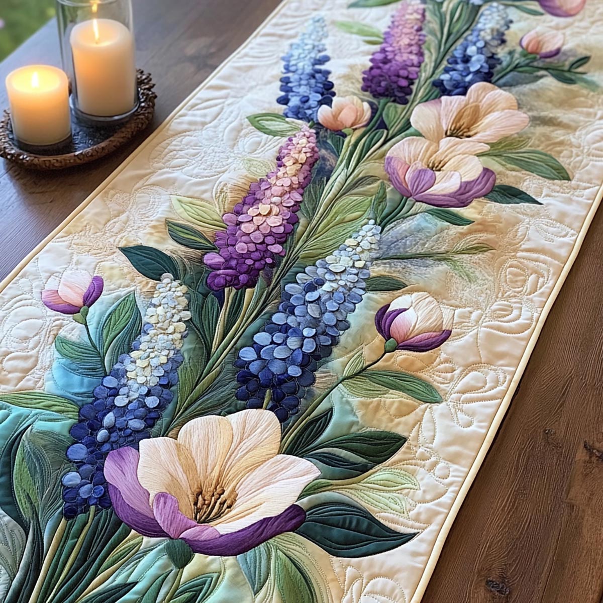 Delicate Blossom Quilted Table Runner NCU0NVH374
