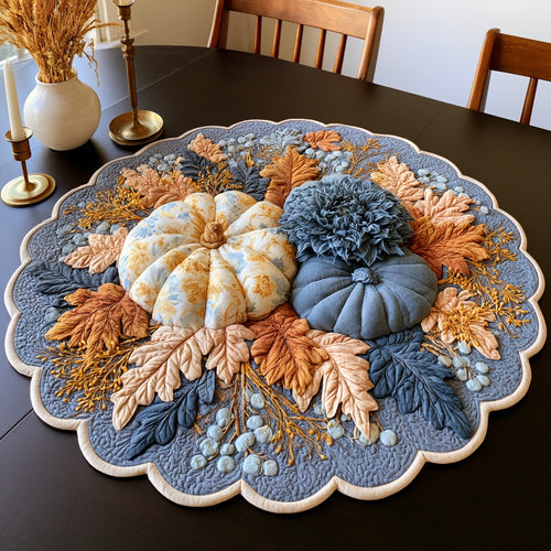 Denim Gourds Custom Shape Quilted Table Topper NCU0LV192