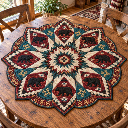 Desert Bear Custom Shape Quilted Table Topper SN0TD1037