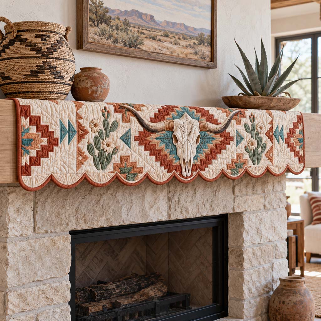 Desert Cactus Longhorn Mantel Scarf SN0HH1026