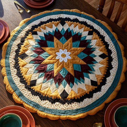 Desert Flower Custom Shape Quilted Table Topper NCU0LV219