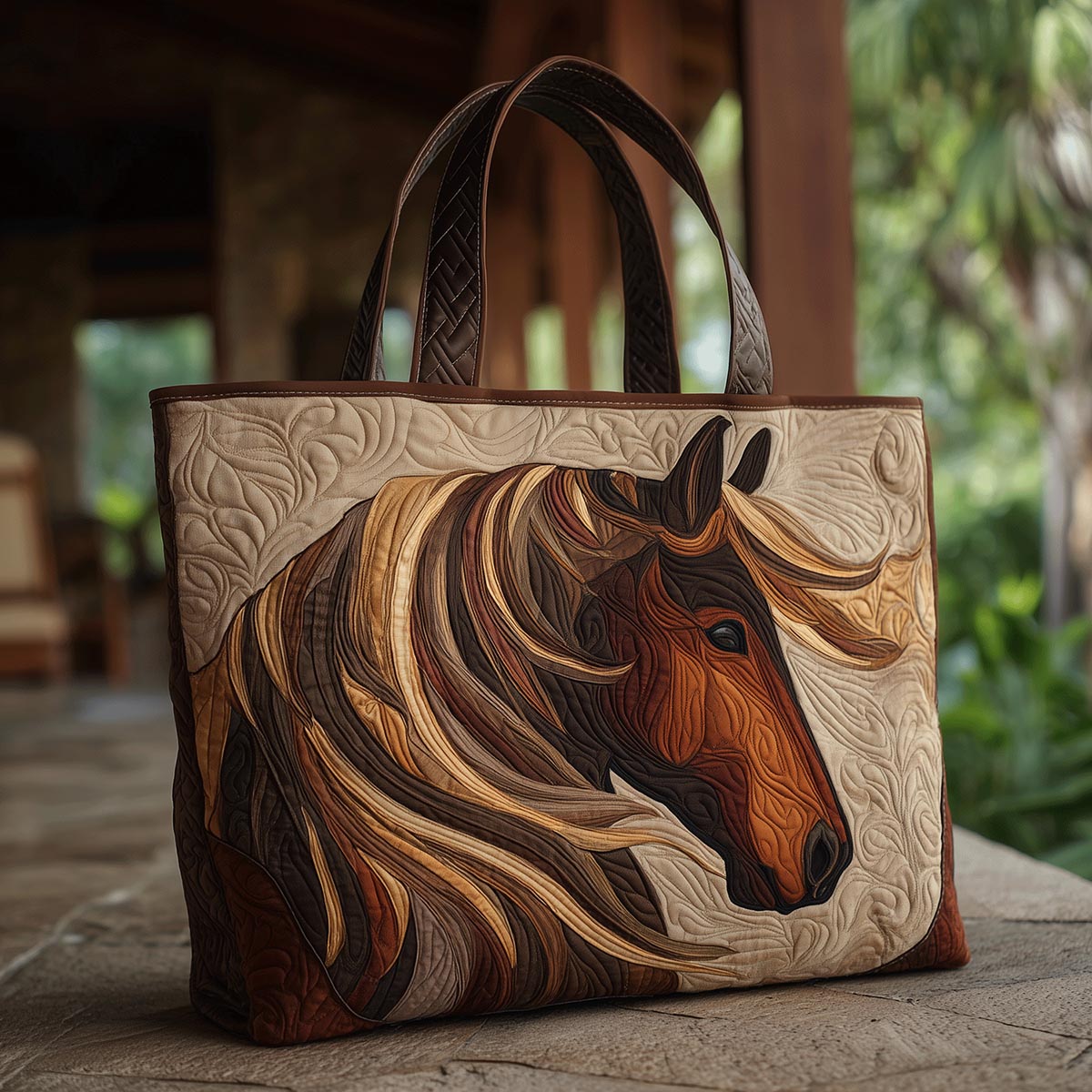 Desert Horse Quilted Tote Bag NCU0TH2860