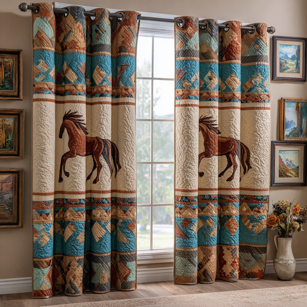 Desert Stallion Stripe Quilted Curtains NCU0DH827