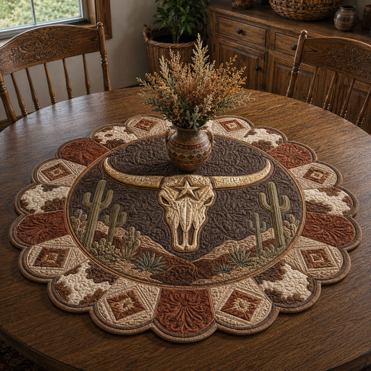 Desert Steer Custom Shape Quilted Table Topper SN0PT807