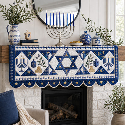 Diamond Mosaic Hanukkah Quilted Mantel Scarf SN0HH0181