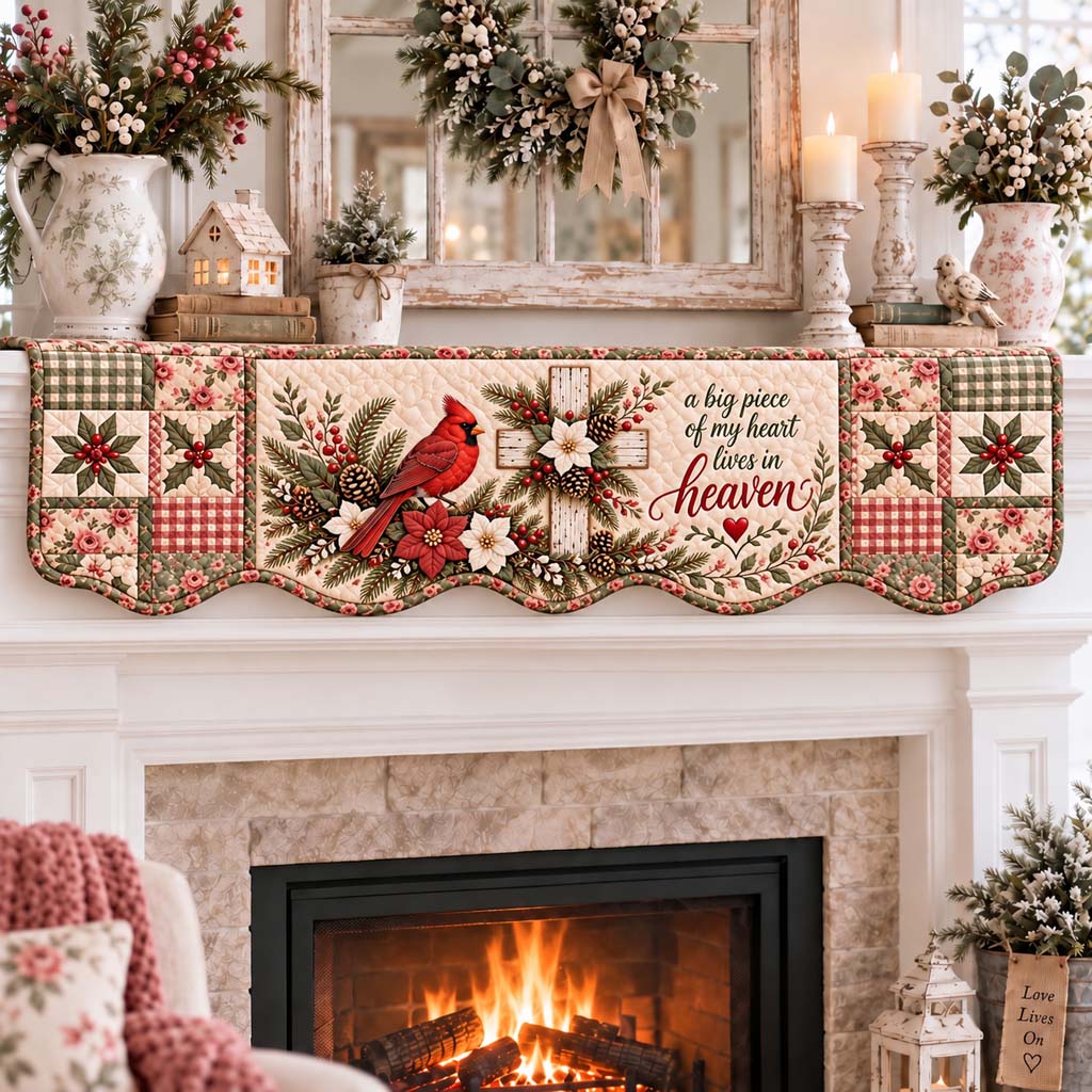 Divine Cardinal Quilted Mantel Scarf SN0HH0605
